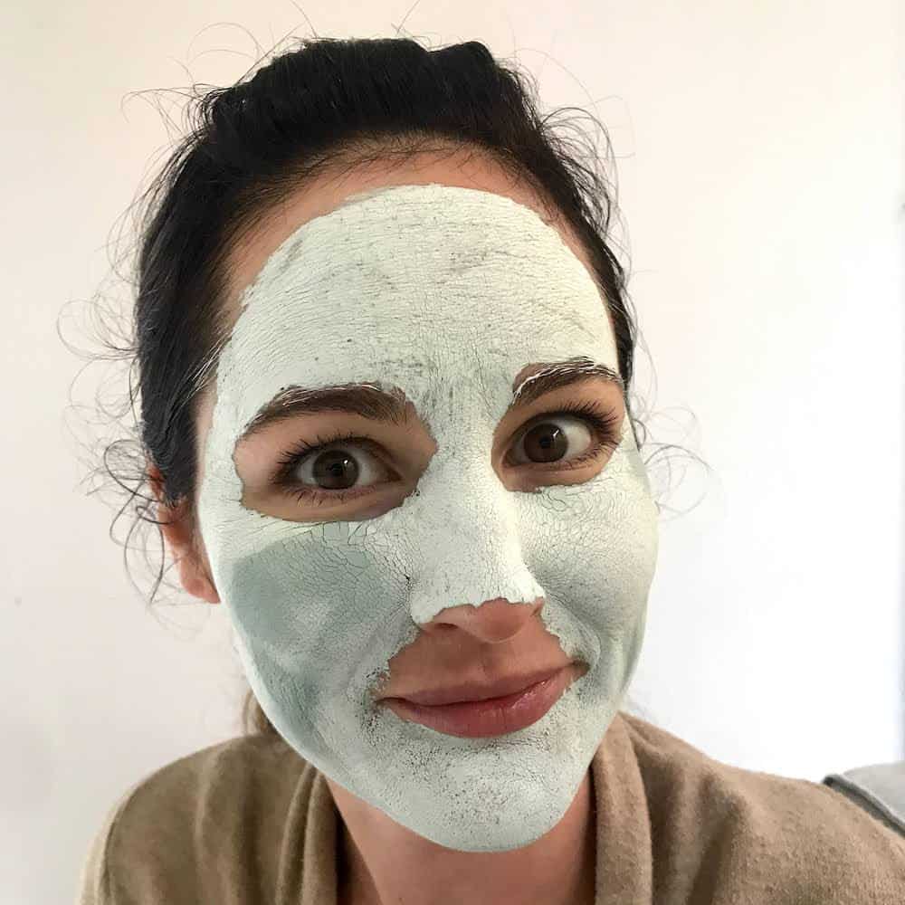 Light blue clay mask dried