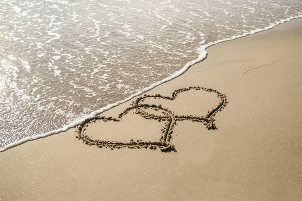 ocean sand hearts valentines